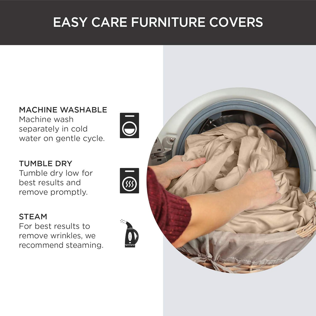 SureFit Cotton Duck Loveseat Box Cushion One Piece Slipcover, Furniture Cover, Relaxed Woven Fit, 100% Cotton, Machine Washable, Gray