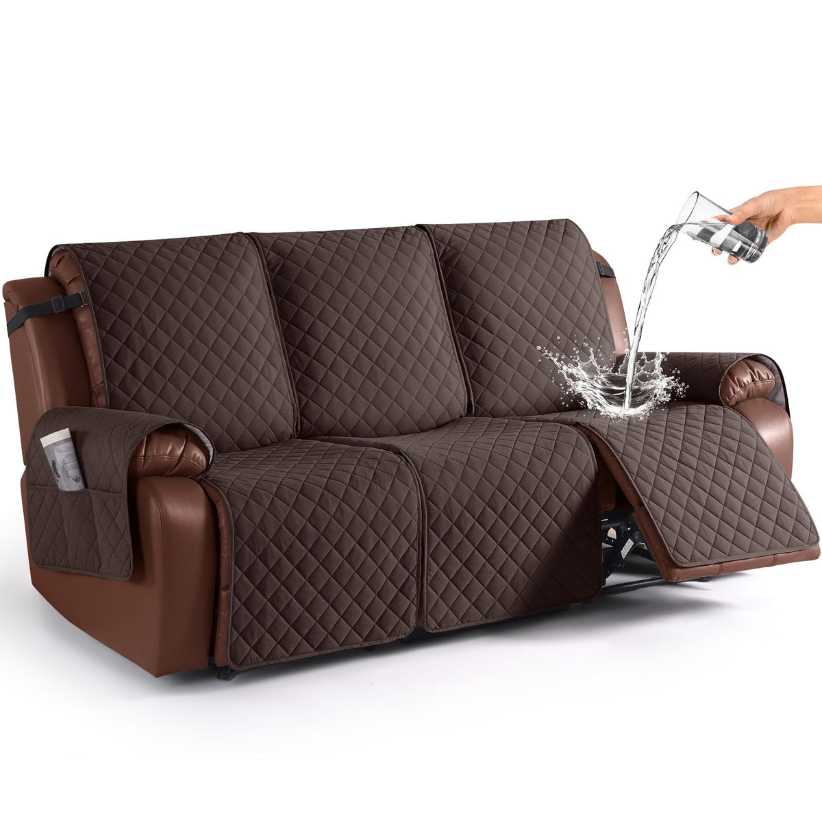 KinCam Waterproof Loveseat Recliner Covers Washable, 2 Seater, Light Gray