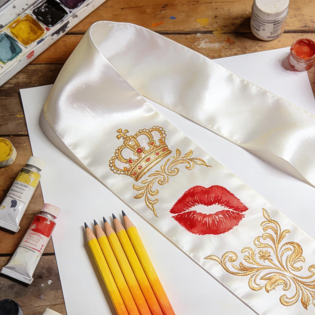6 Pcs Blank White Satin Sashes for DIY Crafts and Party Favors