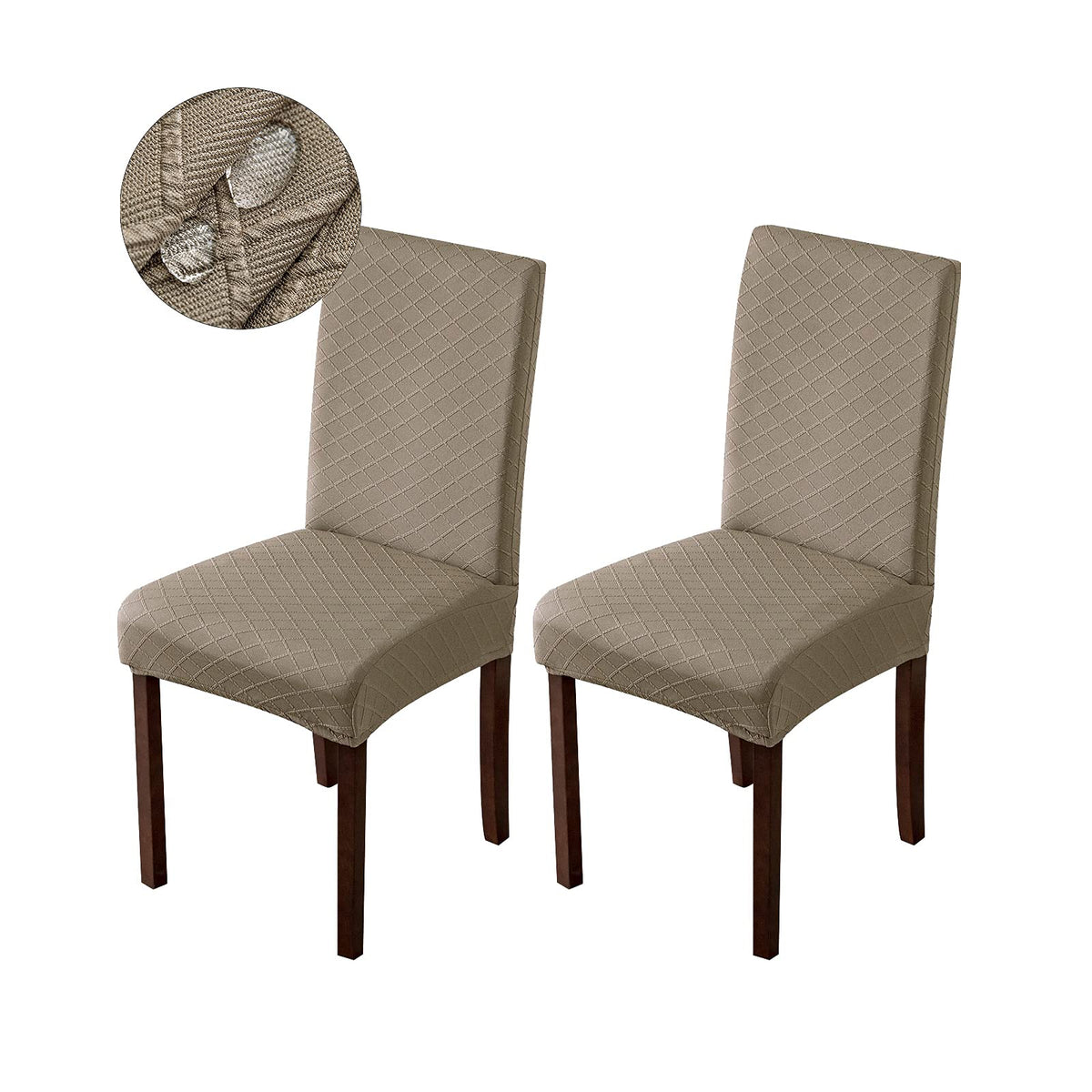 Genina Waterproof Chair Covers for Dining Room Dining Chair Covers Kitchen Parsons Chair Cover (Beige, 4 PCS)