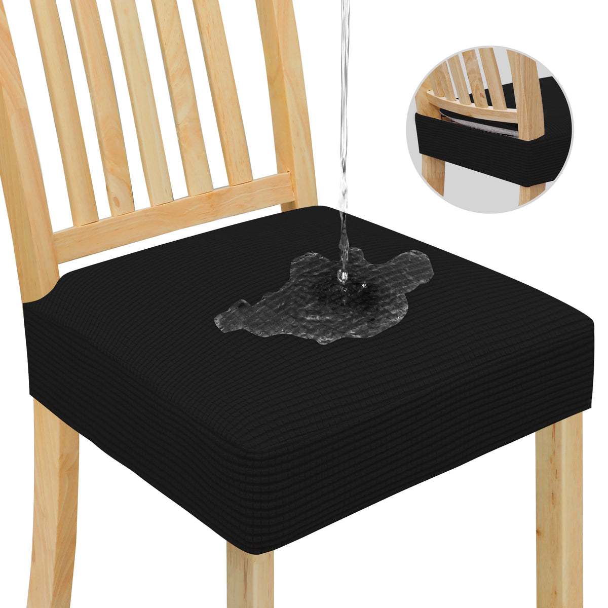 Easy-Going Waterproof Seat Covers for Dining Chairs Set of 4, Ivory