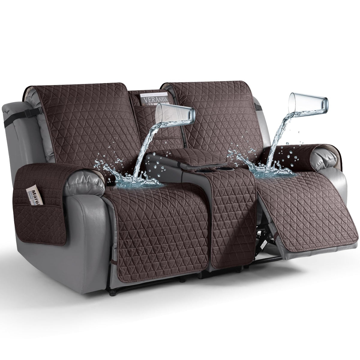 TAOCOCO 100% Waterproof Loveseat Recliner Cover with Console, Stay in Place