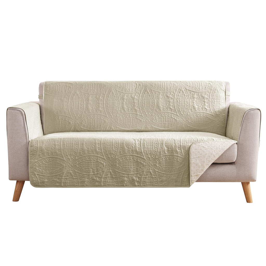 Beige Loveseat Covers for 2 Cushion Couch, Water-Repellent Quilted Covers for Sofa, Machine Washable Love Seat Couch Covers, Pet Friendly Loveseat Slipcovers (Loveseat 48", Beige Cream)