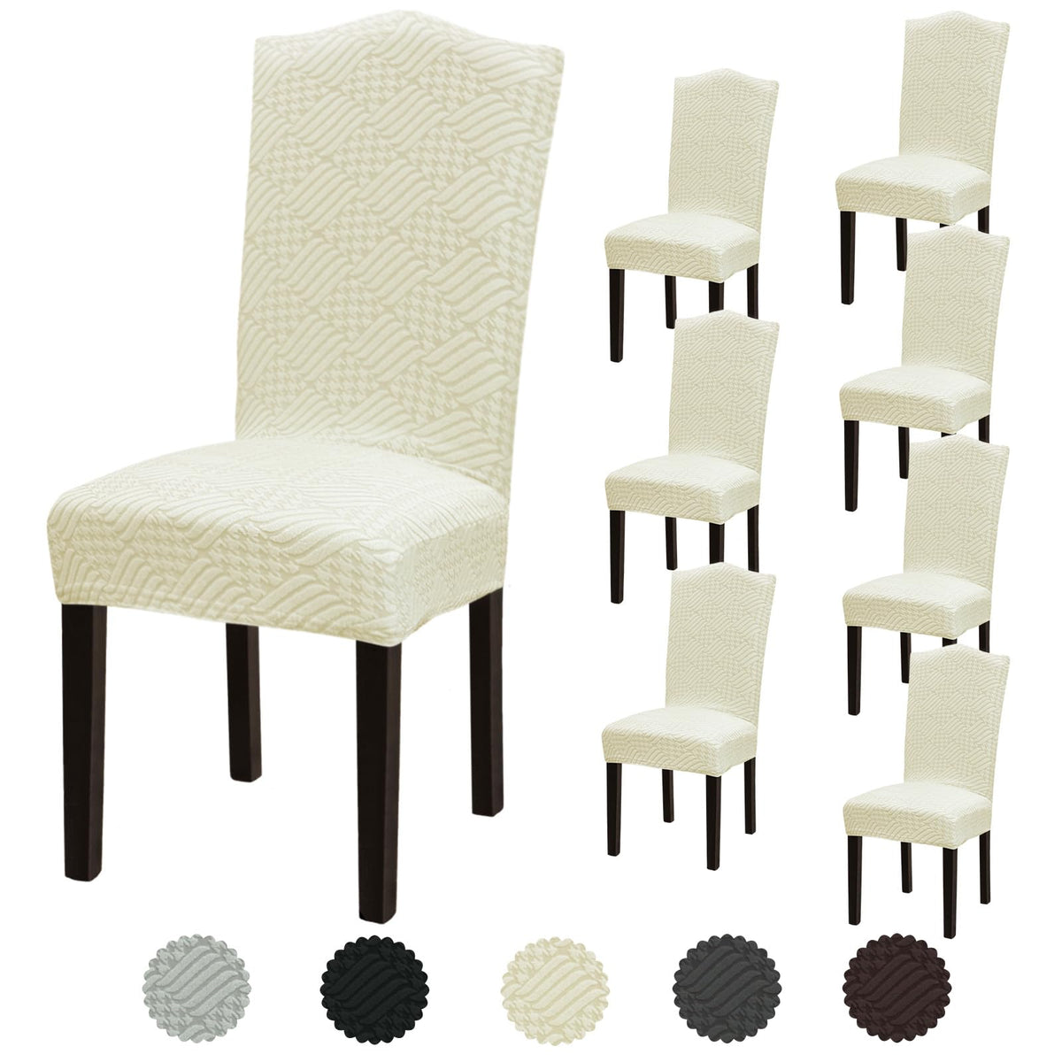 Stretch Dining Room Chair Covers Set of 6, Removable Washable Chair Covers for Dining Chairs,Dining Room, Hotel, Ceremony
