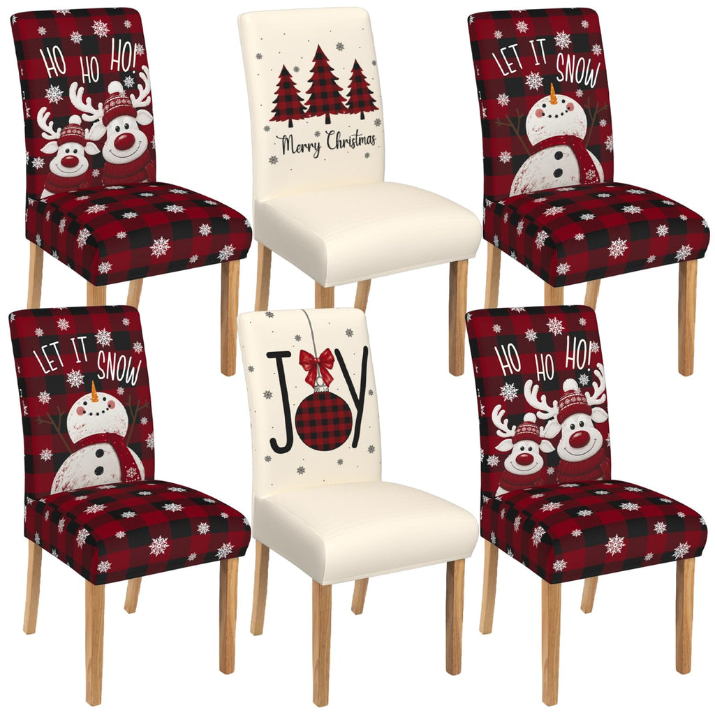 6 Pcs Fall Chair Covers for Dining Room, Thanksgiving Stretch Removable Dining Chair Cover Set of 6, Autumn Pumpkin Chair Slipcovers Seat Protector for Fall Restaurant Decor