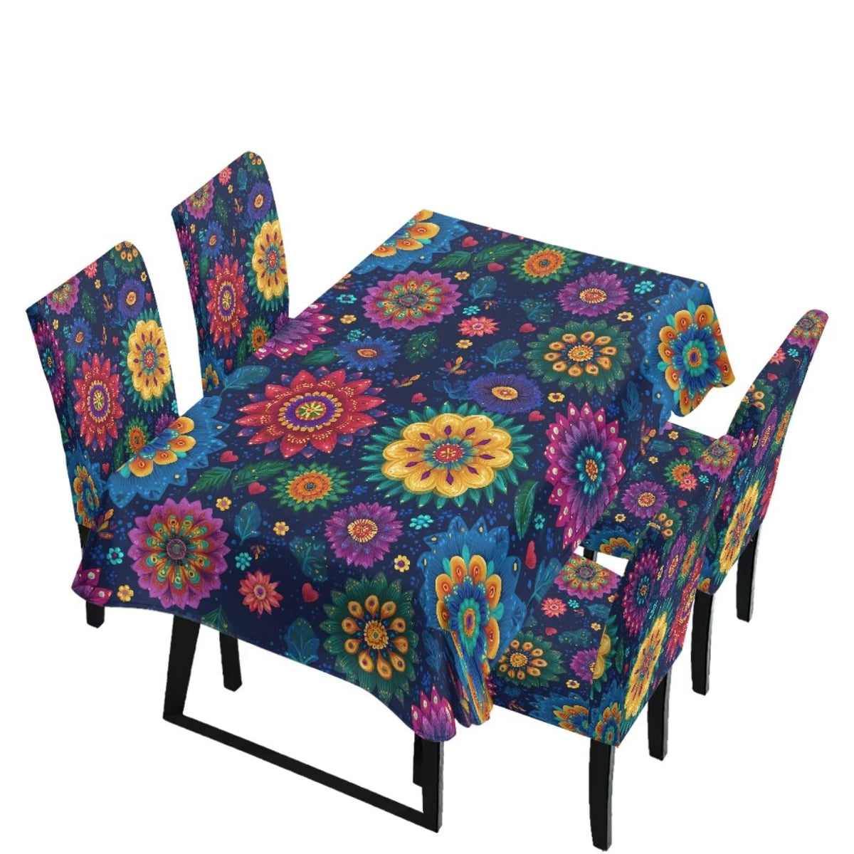 Dining Seat Slipcovers for Easter Decor Set of 7 Includes Tablecloths and Stretch Removable Dining Room Chair Covers Stain Resistant Table Protector, Easter Egg Love Heart Gnome Print