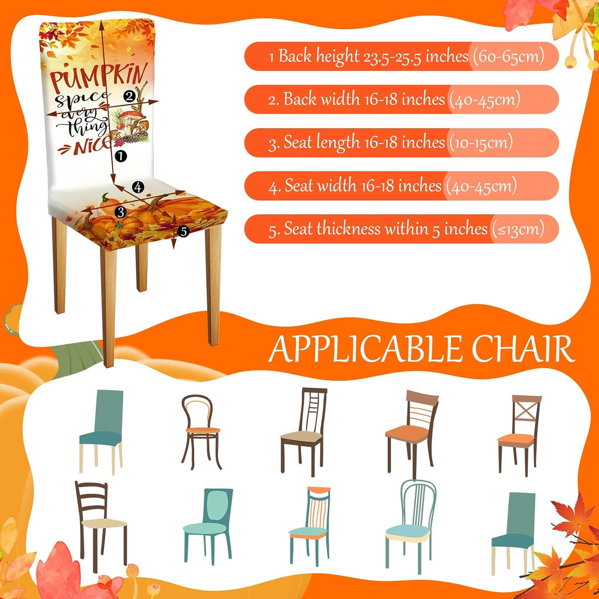 4 Pcs Thanksgiving Maple Chair Covers Fall Vintage Dining Chair Covers