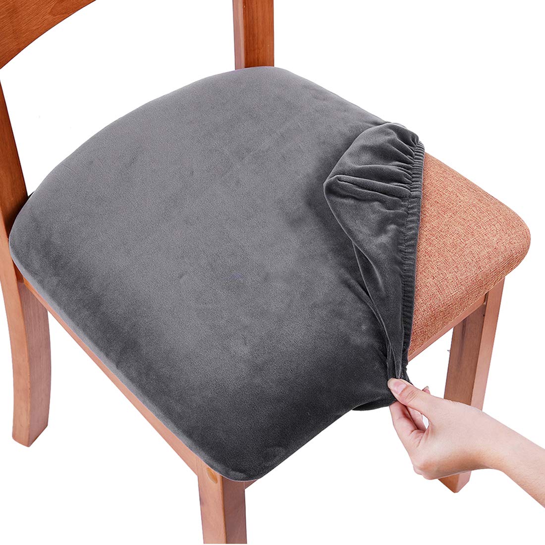 Smiry Velvet Seat Covers for Dining Room Chair Set of 4