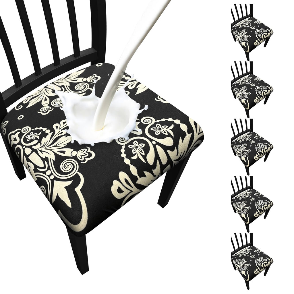 Waterproof Dining Chair Seat Covers Set of 6, Stretch Removable Dining Room Seat Covers for Dining Chairs, Kitchen, Hotel, Party