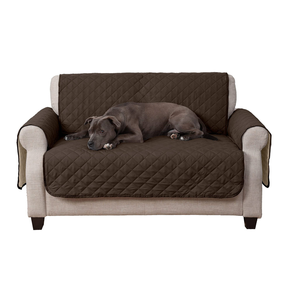 Furhaven Water-Resistant & Reversible Loveseat Cover Protector for Dogs, Cats, & Children - Two-Tone Pinsonic Quilted Living Room Furniture Cover - Gray/Mist, Loveseat