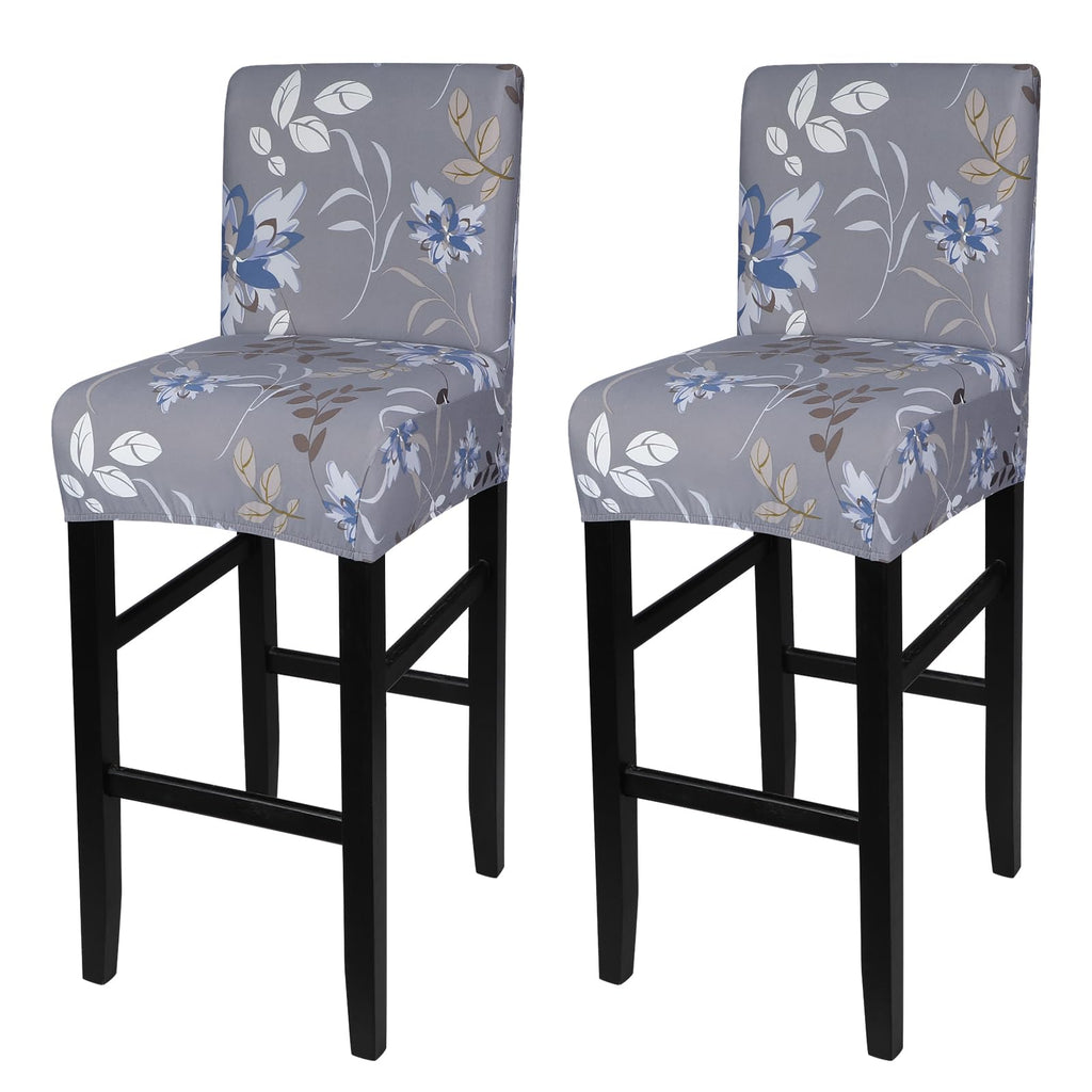 SearchI Bar Stool Covers Set of 4, Stretch Washable Barstool Seat Covers, Counter Height Chair Covers for Kitchen Dining Room Cafe (Beige Linen-Look Print)
