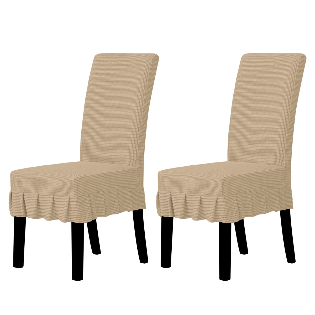 Easy-Going 2 PCS Stretch Dining Room Chair Covers with Skirt, Light Gray