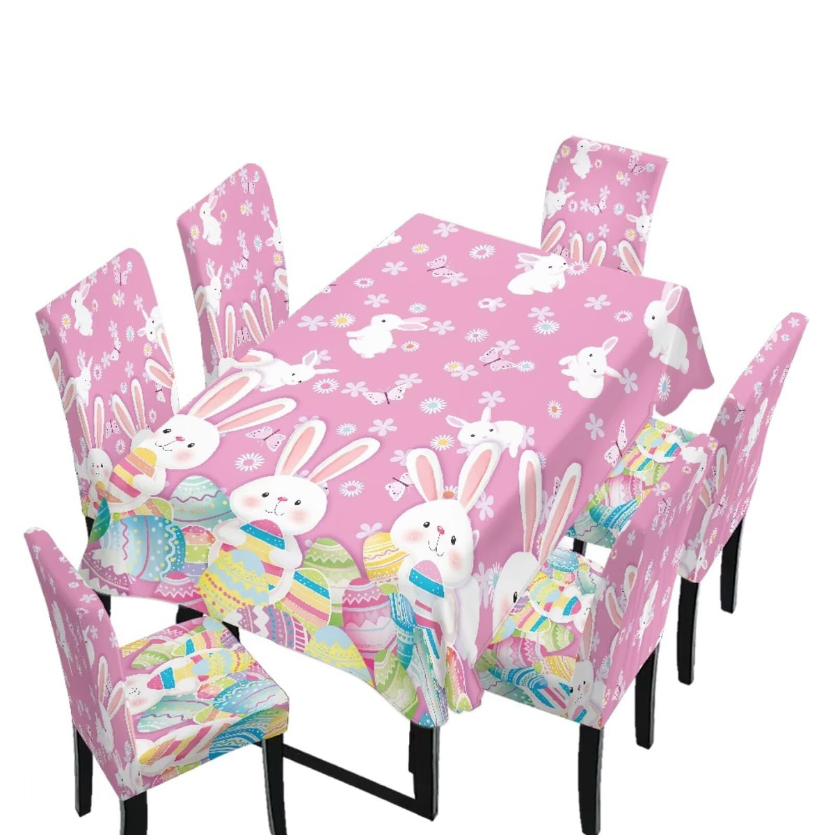 Stretch Dining Table Cloth and Chair Covers Set, 4 Seater Table Cover Anti-Wrinkle Parsons Chair Slipcovers Machine Washable Seat Protector for St. Patrick's Day Decor, Green Shamrock