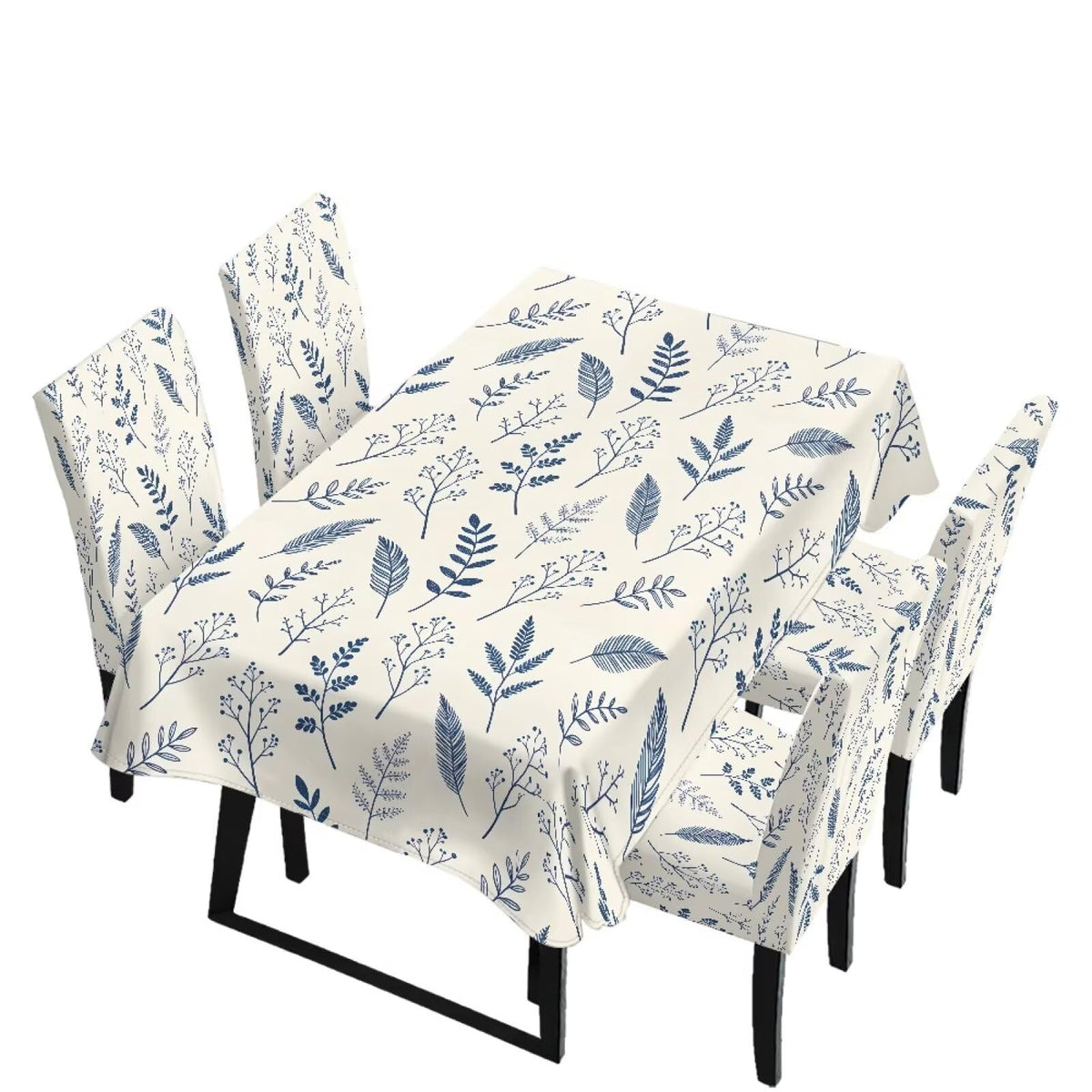Light Grey 7 Pcs Tablecloth and Chair Covers Set Removable Chair Covers Set of 6 with Table Cover for Dining Room Washable Furniture Protector for Family Gathering Potluck