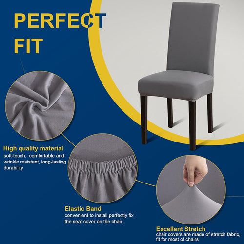 Chair Covers, Stretch Dining Room Chair Covers Set of 6, Removable Washable Dining Chair Slipcovers for Home, Hotel, Banquet