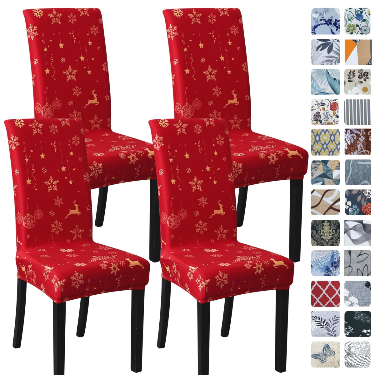 SPRINGRICO Chair Covers for Dining Room Set of 4, Stretch Dining Chair Cover, Washable Spandex Kitchen Parsons Chair Slipcovers, Removable Seat Protector for Home or Party (4 Pack, Lotus Gray)