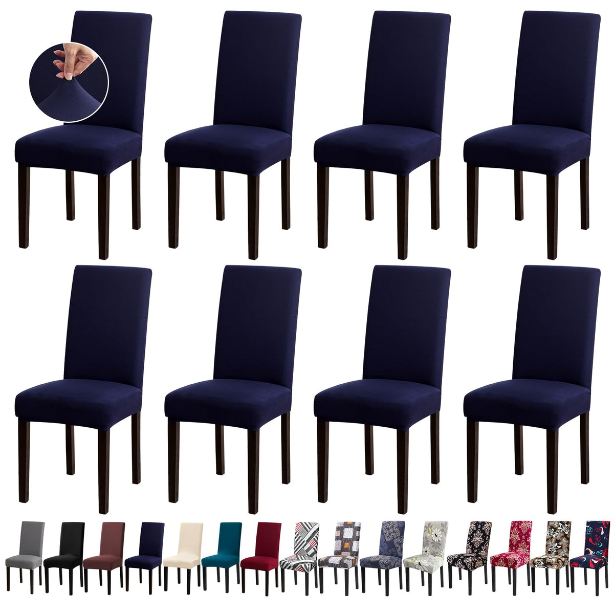 Chair Covers, Stretch Dining Room Chair Covers Set of 6, Removable Washable Dining Chair Slipcovers for Home, Hotel, Banquet
