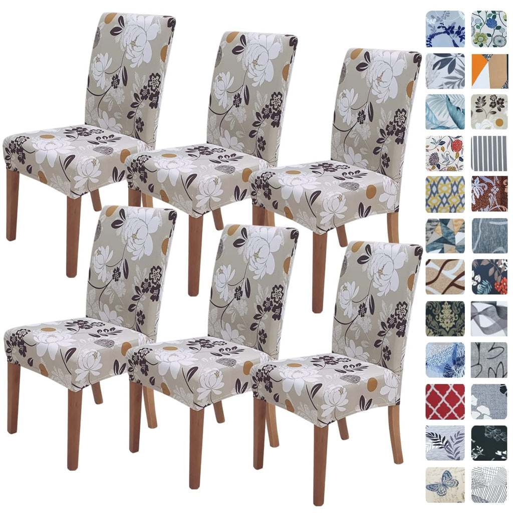 SPRINGRICO Chair Covers for Dining Room Set of 4, Stretch Dining Chair Cover, Washable Spandex Kitchen Parsons Chair Slipcovers, Removable Seat Protector for Home or Party (4 Pack, Lotus Gray)