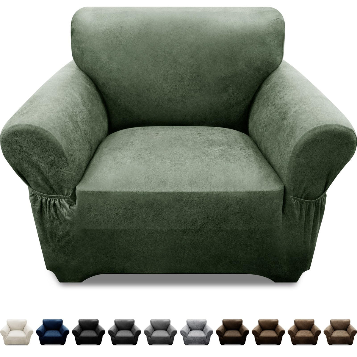 3-Pieces T Cushion Loveseat Slipcovers Leather Look Couch Cover Loveseat Covers for 2 Cushion Couch Furniture Protector Stretch Sofa Cover with 2 Individual T Cushion Seat Covers, Brown