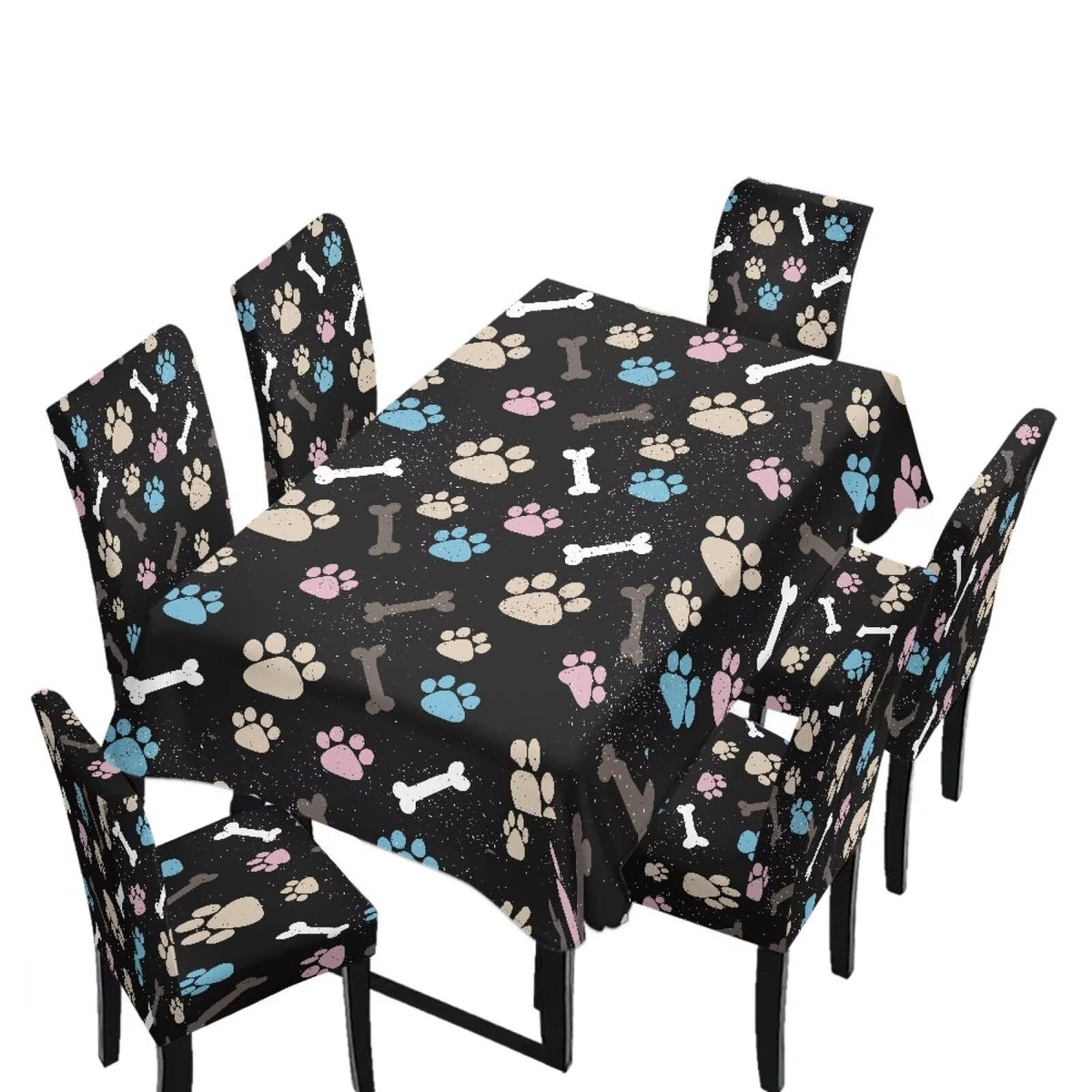 Fall Pumpkin Rectangular Table Cloth & Dining Chair Covers Set of 7, Stain Resistant Wipeable Chair Protectors for Farmhouse Rustic Home Kitchen Party Decor