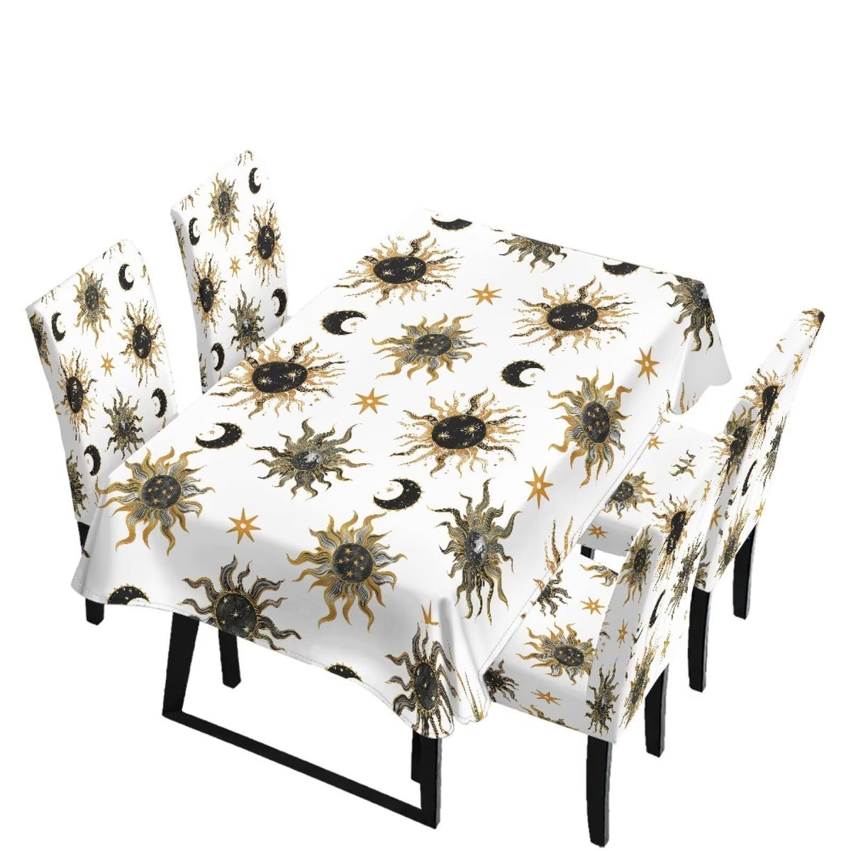 GLENLCWE Monstera Leaf Universal Dining Table Cover with Chairs Dining Table Cover with Chair Covers 7 Pcs, Dust Proof Green Kitchen Party Stretch Elastic Bottom Slipcovers