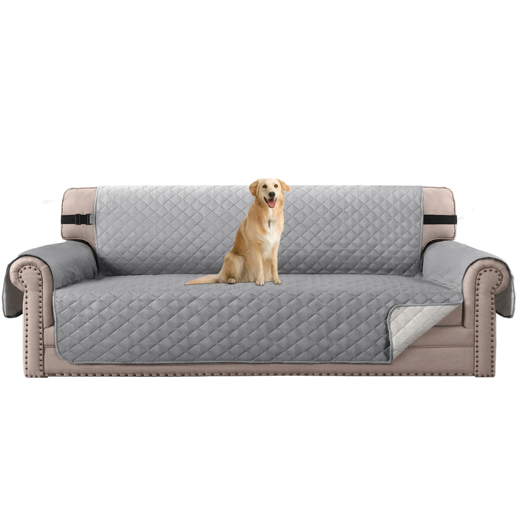 H.VERSAILTEX Reversible Couch Cover for 2 Cushion Couch Water Resistant Loveseat Washable Furniture Cover with Non-Slip Elastic Strap for Dogs, Pets, Kids(Oversized Loveseat, Charcoal Grey)