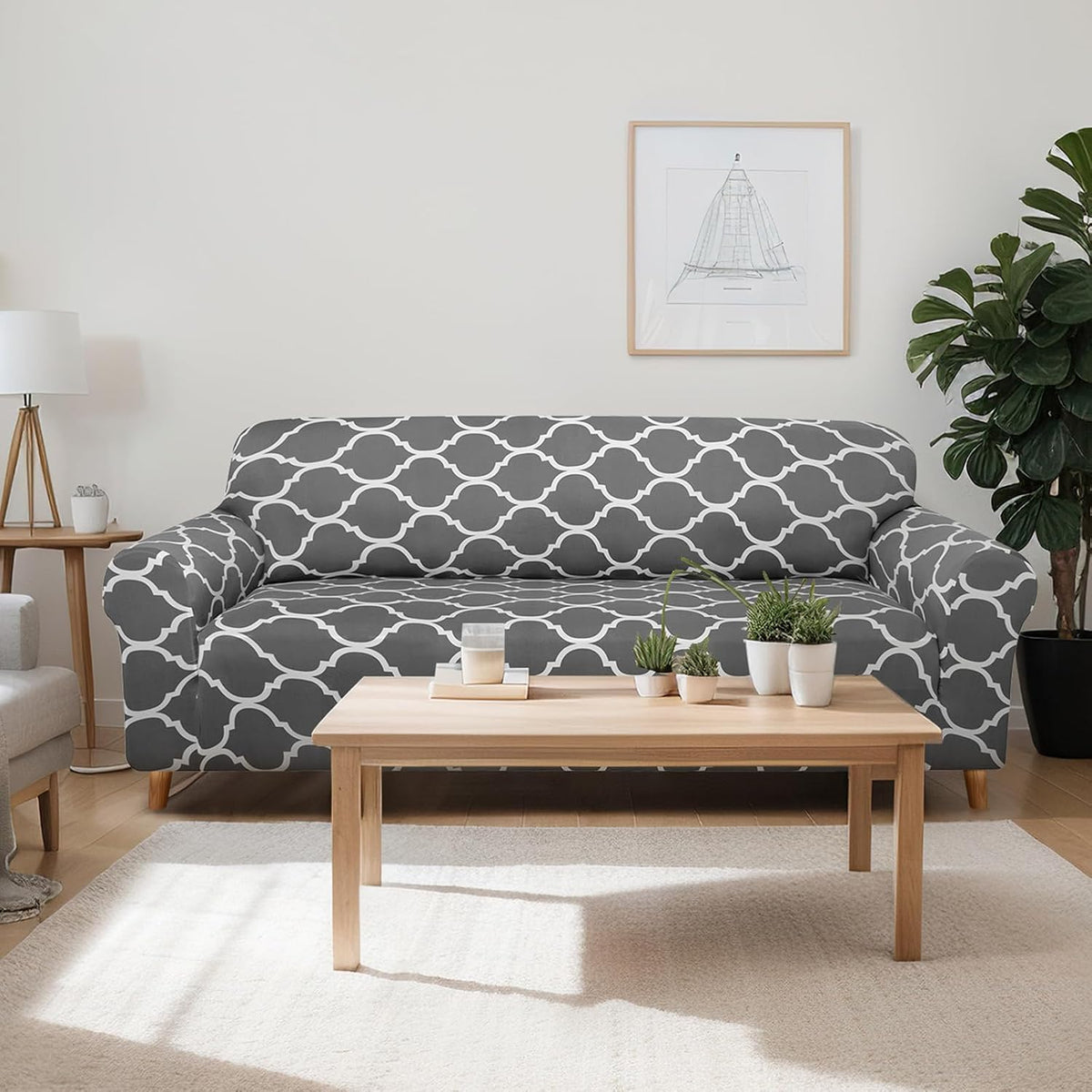 Peryiter 2 Pcs Dark Gray Couch and Loveseat Sofa Covers,2 Size