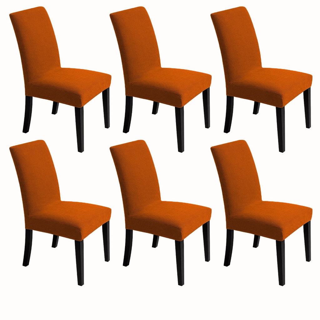 Chair Covers for Dining Room - Stretch Chair Slipcovers for Decorative Seat Protector Armless Removable Washable Elastic Dinner Universal Spandex Solid Chair Slip Covers Set (autumn orange,4)
