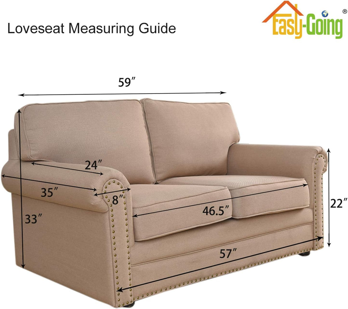 Easy-Going Stretch Loveseat Couch Covers Washable Cream