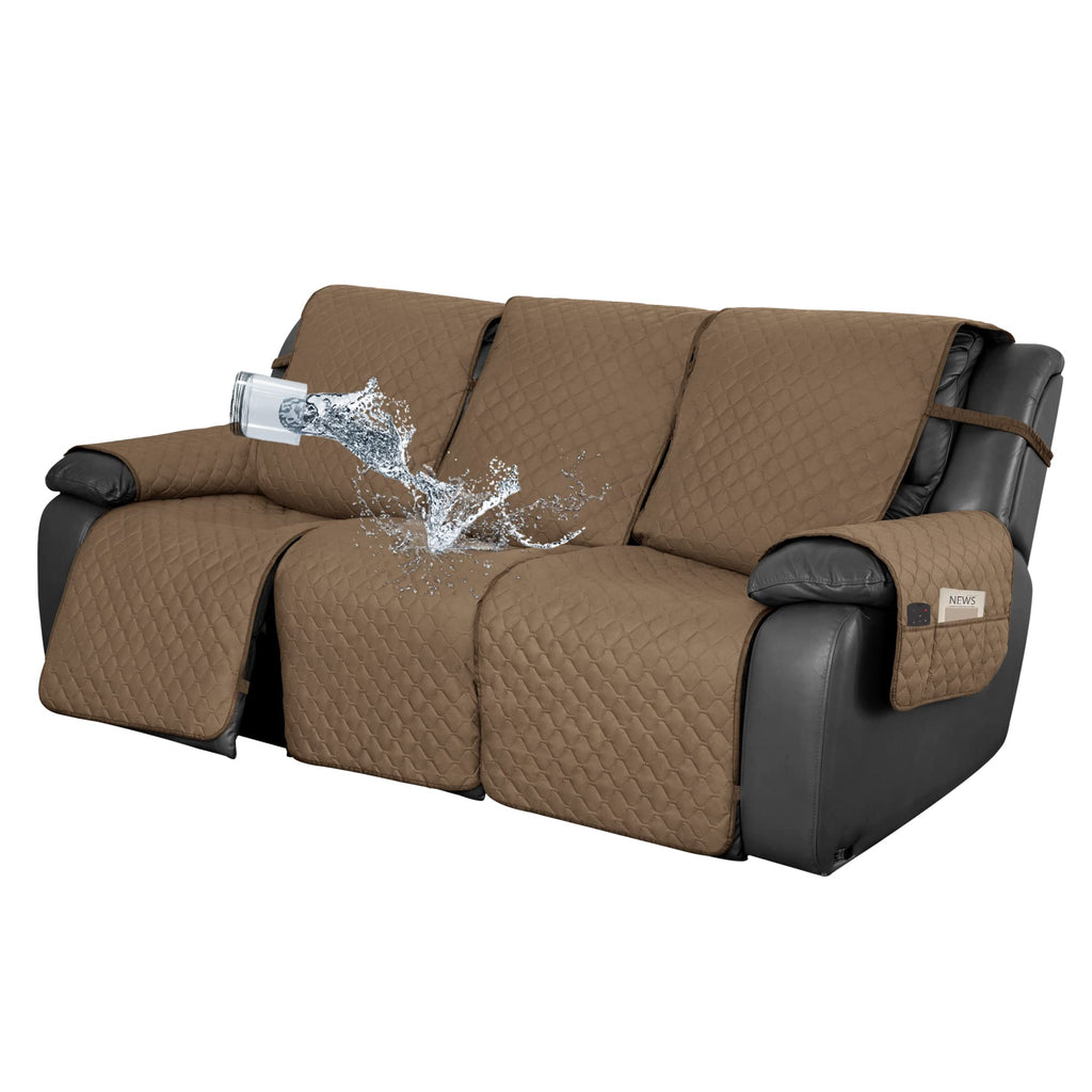 Easy-Going Waterproof Recliner Loveseat Sofa Cover with Pocket, 1-Piece Reversible Couch Cover for 2 Seat Recliner, Protector with Elastic Straps for Pets(Recliner Loveseat, Gray/Light Gray)