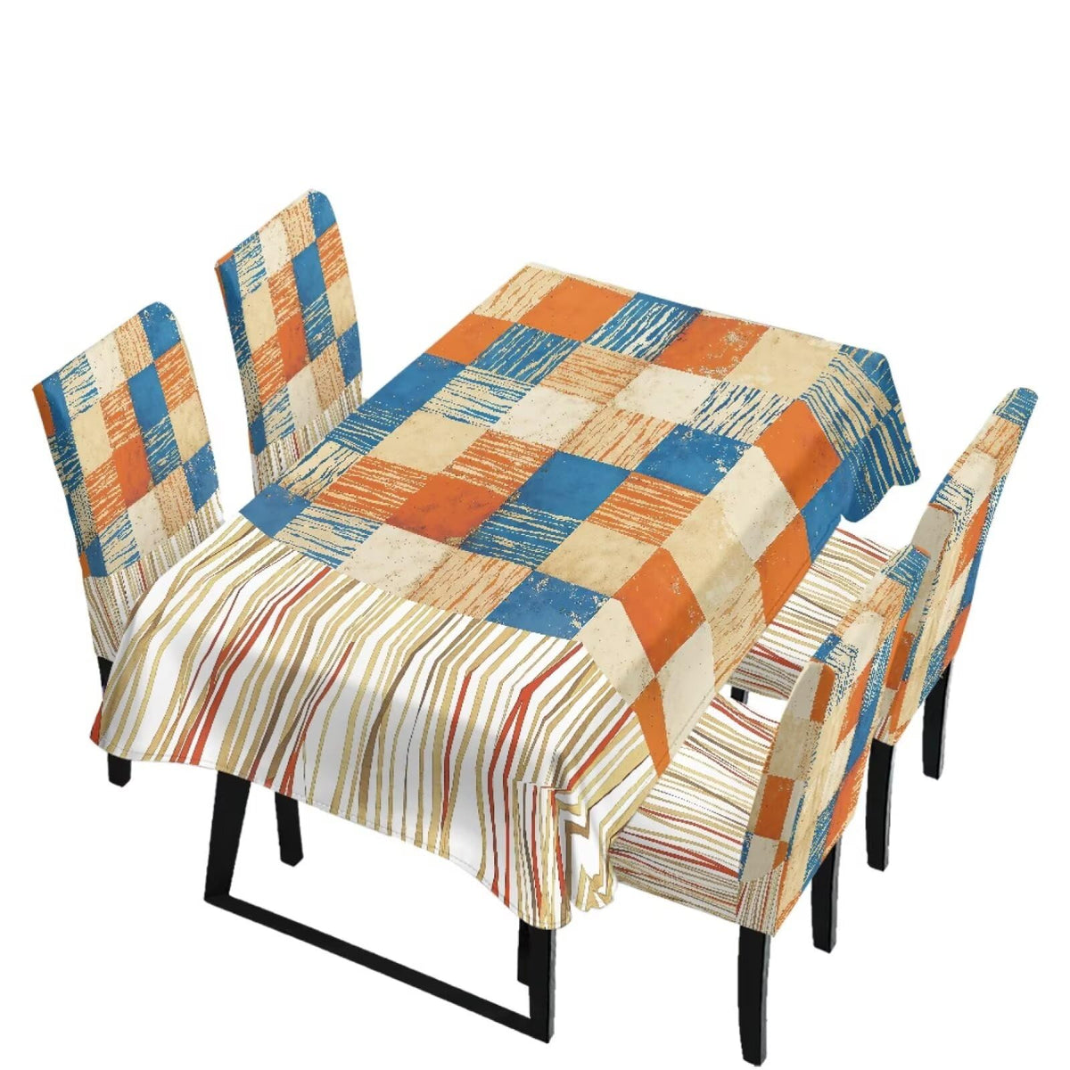 Stain Resistant Tablecloths and Dining Seat Covers Set of 5, Kitchen Chair Slipcovers Washable Table Slipcover Chair Seat Covers for Kitchen Restaurant, Chicken Cactus Print