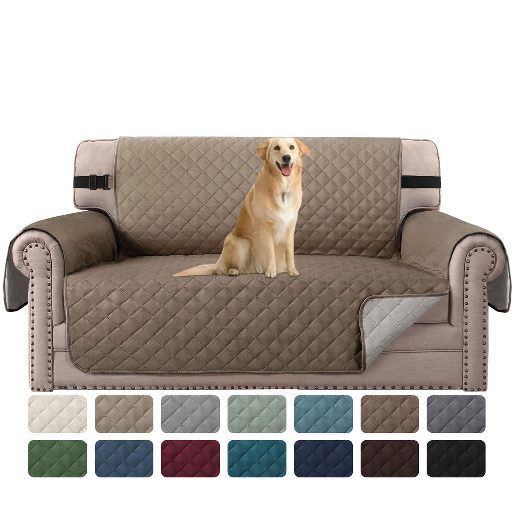 H.VERSAILTEX Reversible Couch Cover for 2 Cushion Couch Water Resistant Loveseat Washable Furniture Cover with Non-Slip Elastic Strap for Dogs, Pets, Kids(Oversized Loveseat, Charcoal Grey)