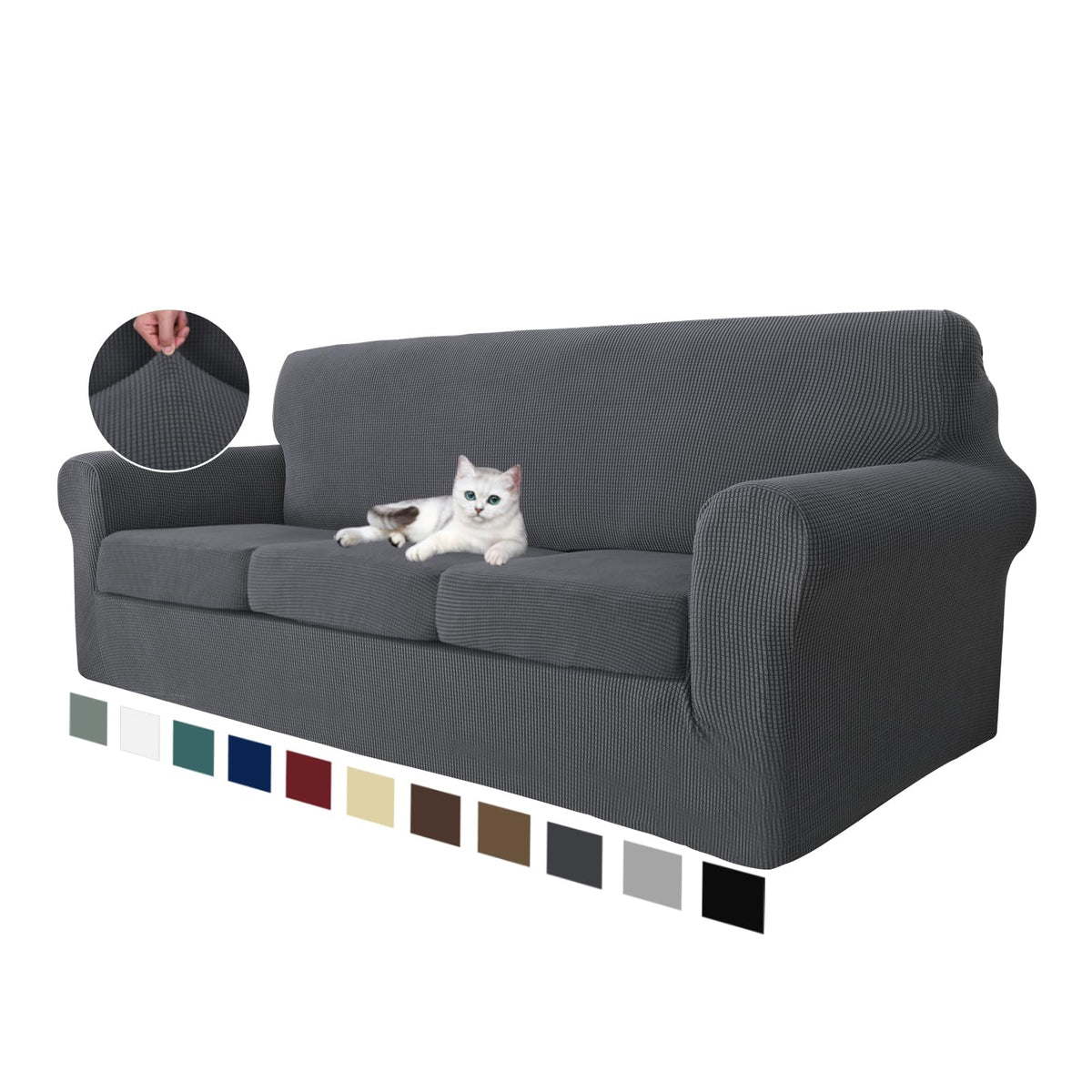 MAXIJIN 2 Piece Couch Covers for 2 Cushion Couch Super Stretch Loveseat Slipcover Dogs Pet Proof Fitted Furniture Protector Spandex Non Slip Sofa Love Seat Cover Washable (Loveseat, Gray)