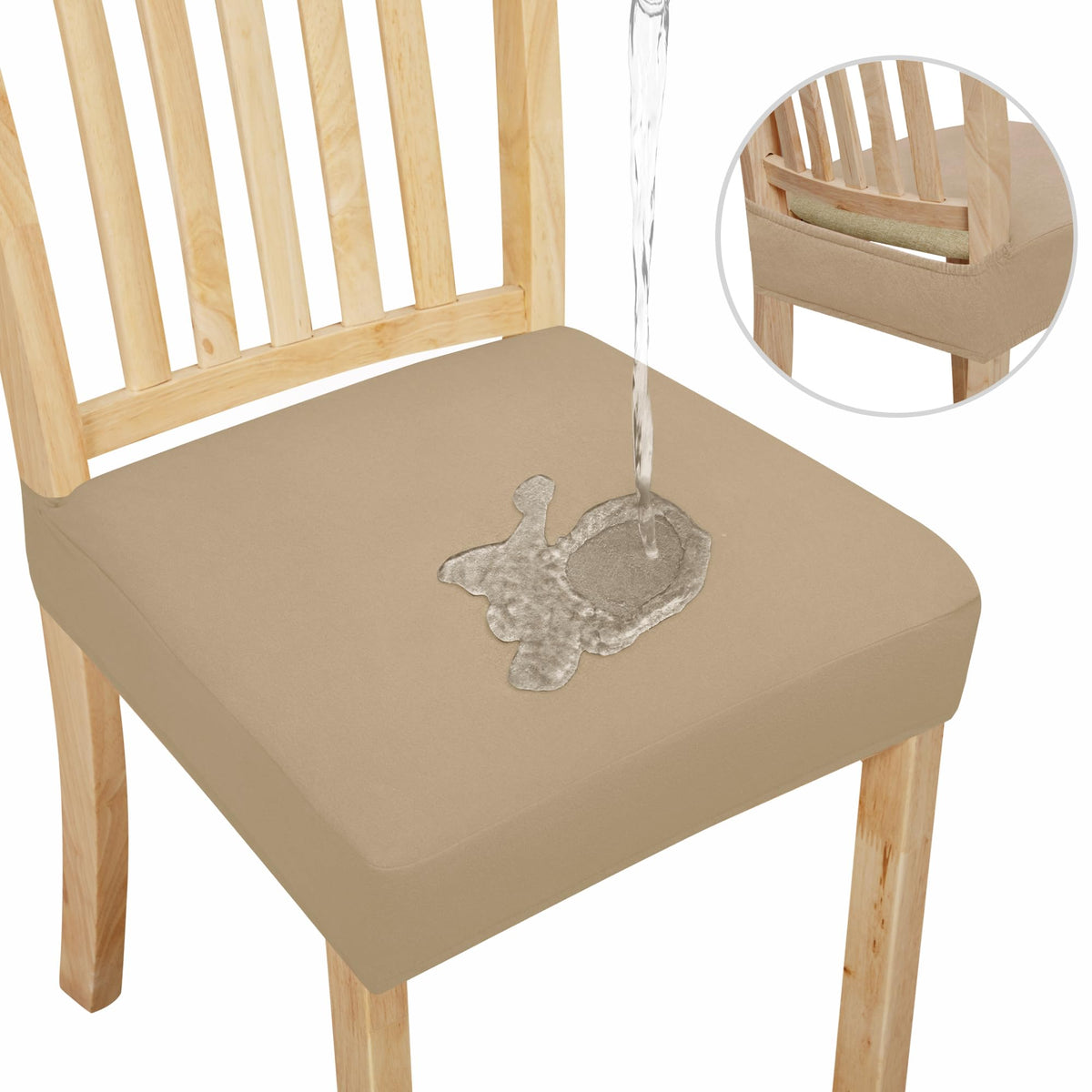 Easy-Going Waterproof Seat Covers for Dining Chairs Set of 4, Ivory