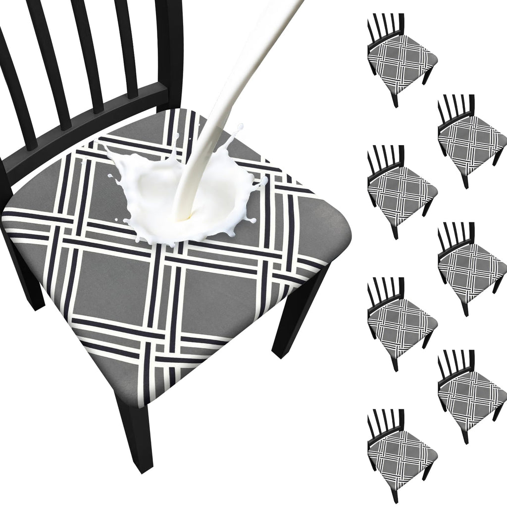Waterproof Dining Chair Seat Covers Set of 6, Stretch Removable Dining Room Seat Covers for Dining Chairs, Kitchen, Hotel, Party