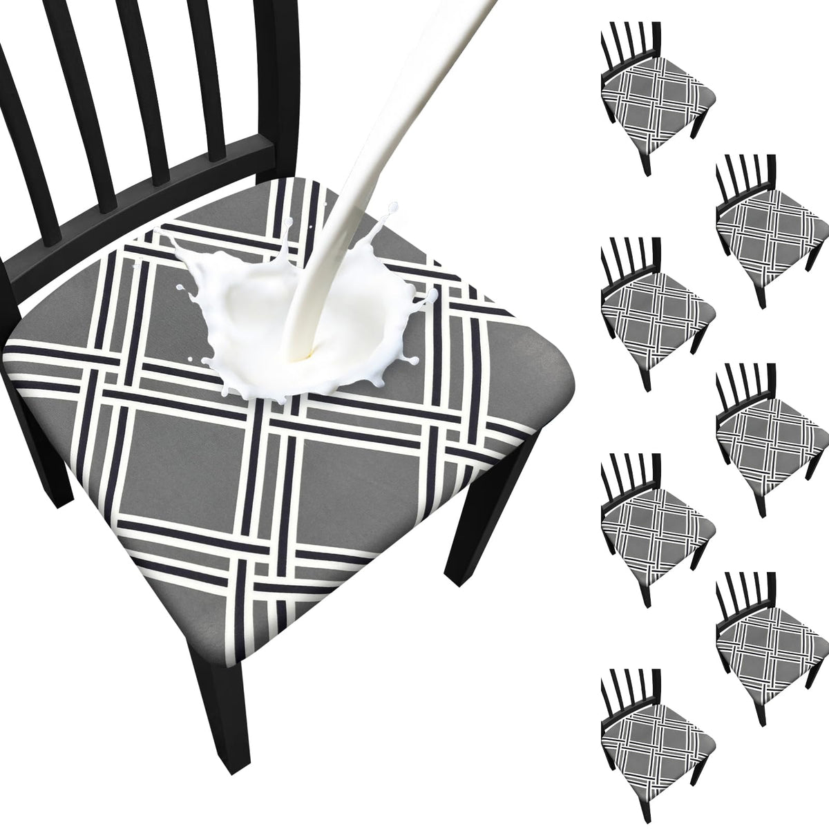 Waterproof Dining Chair Seat Covers Set of 6, Stretch Removable Dining Room Seat Covers for Dining Chairs, Kitchen, Hotel, Party