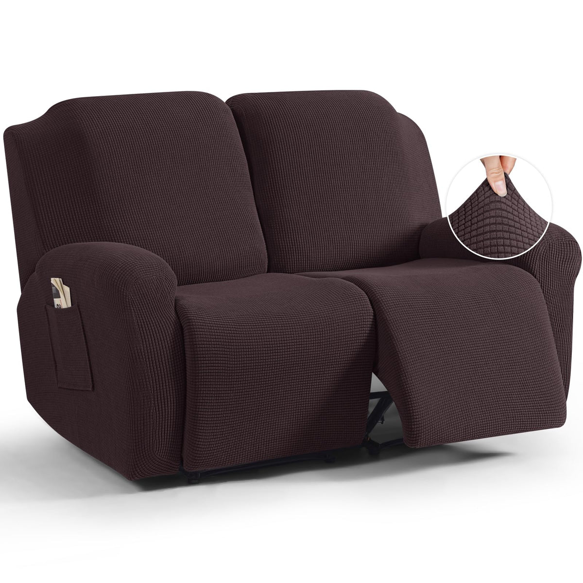 TAOCOCO Stretch Loveseat Recliner Covers 6 Piece, Charcoal Grey