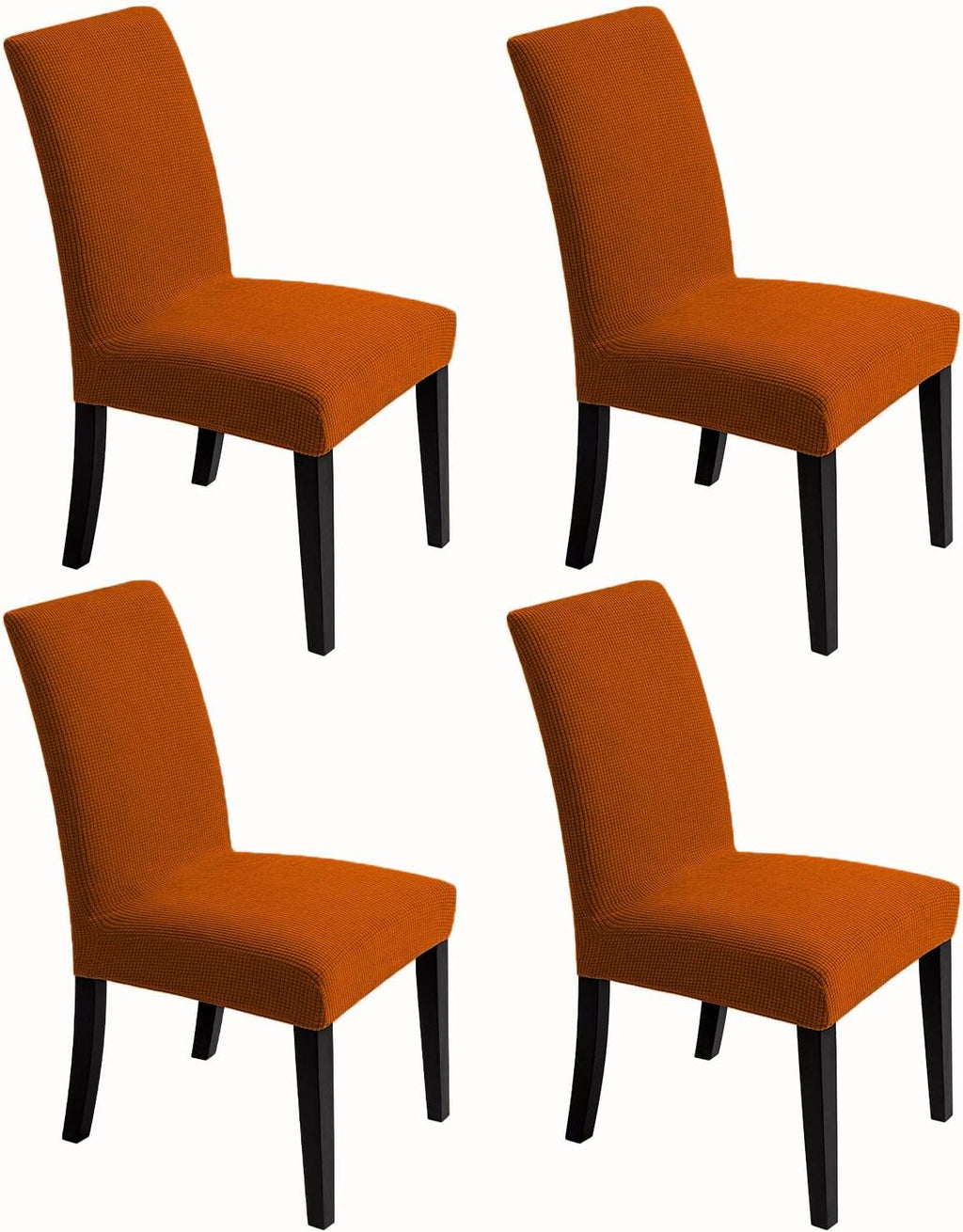 Chair Covers for Dining Room - Stretch Chair Slipcovers for Decorative Seat Protector Armless Removable Washable Elastic Dinner Universal Spandex Solid Chair Slip Covers Set (autumn orange,4)