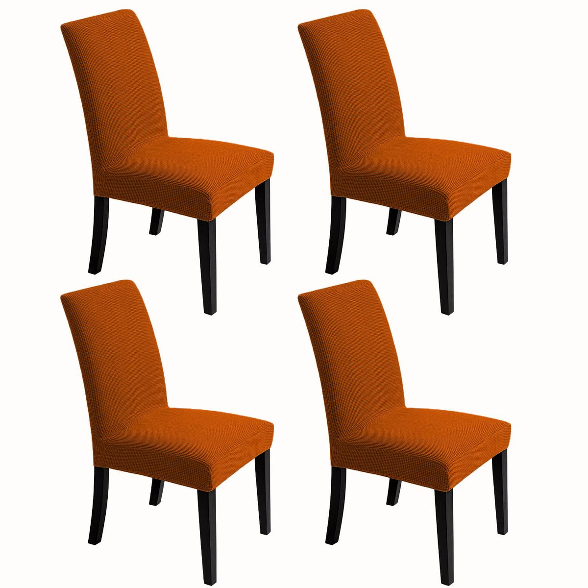 Chair Covers for Dining Room - Stretch Chair Slipcovers for Decorative Seat Protector Armless Removable Washable Elastic Dinner Universal Spandex Solid Chair Slip Covers Set (autumn orange,4)