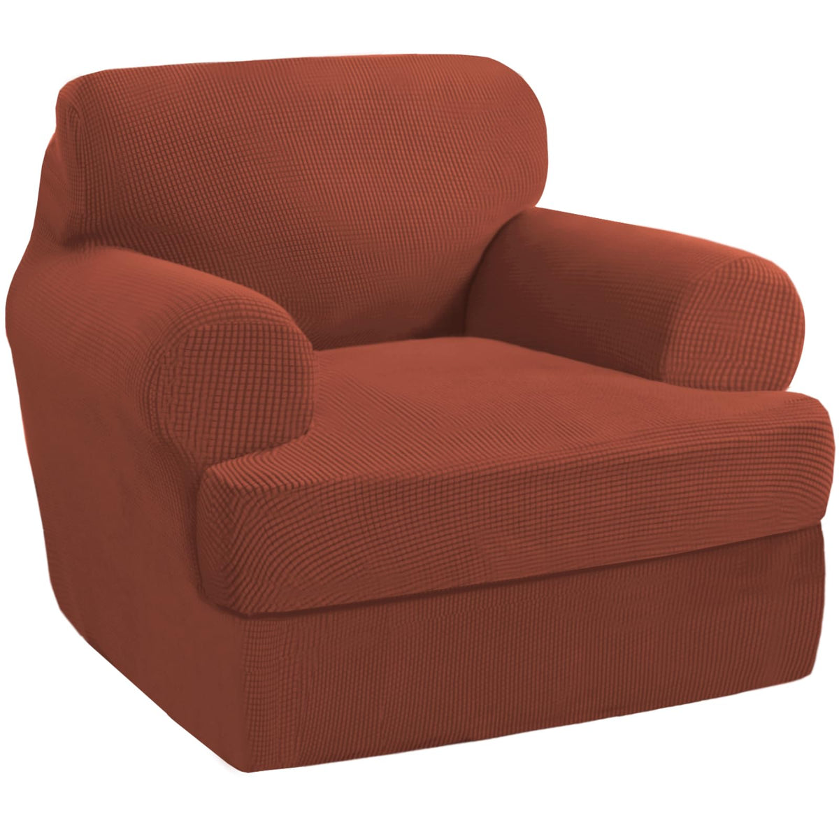 PrinceDeco T Cushion Loveseat Slipcover - 3 Pieces Sofa Cover for 2 Cushion Couch with 2 Individual T Shape Seat Covers Width Up to 76 Inch - Stretch, Machine Washable, Porcelain
