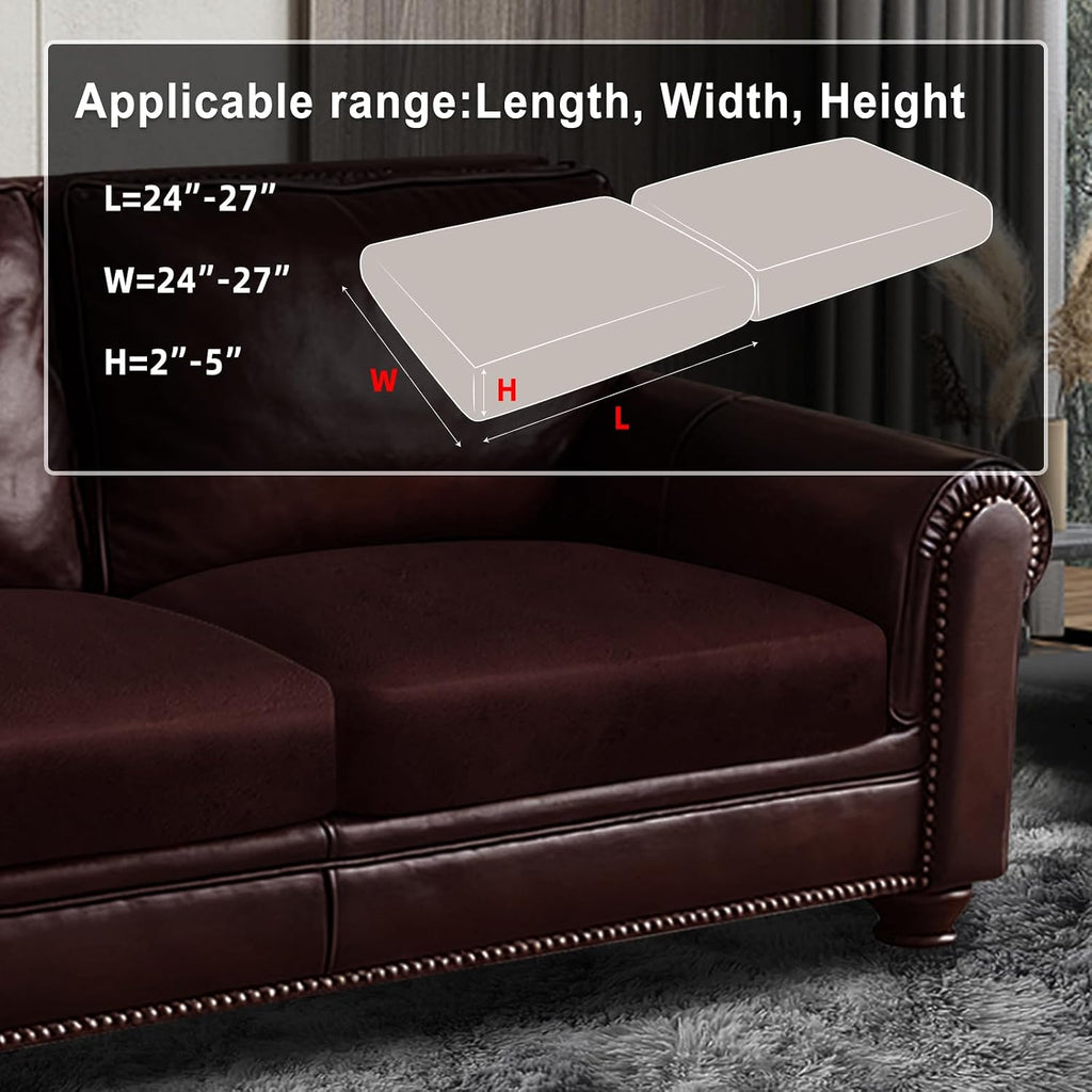 ANARACHON Leather Look Couch Cushion Covers Sofa Seat Slipcovers Sets Couches Furniture Protector for Sectional Armchair Loveseat Pets Kids Stretch Spandex Fabric (2 Cushion Loveseat, Burgundy)