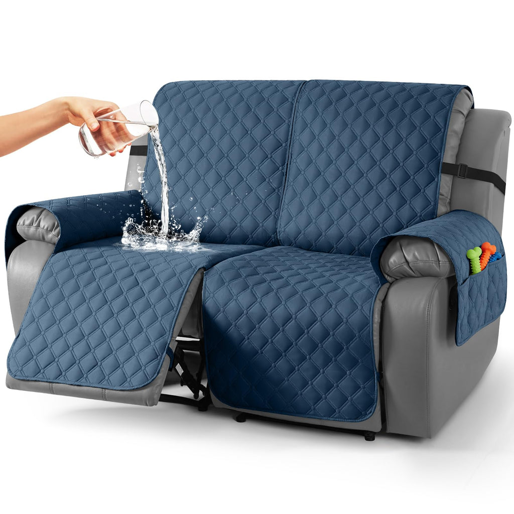 TAOCOCO 100% Waterproof Loveseat Recliner Covers Reversible, Charcoal Gray