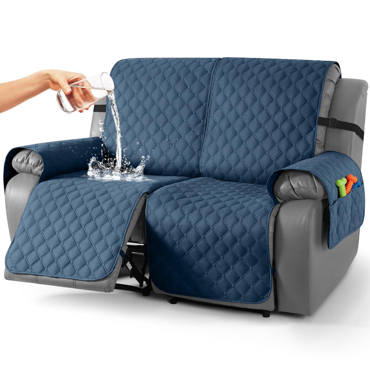 TAOCOCO 100% Waterproof Loveseat Recliner Covers Reversible, Charcoal Gray