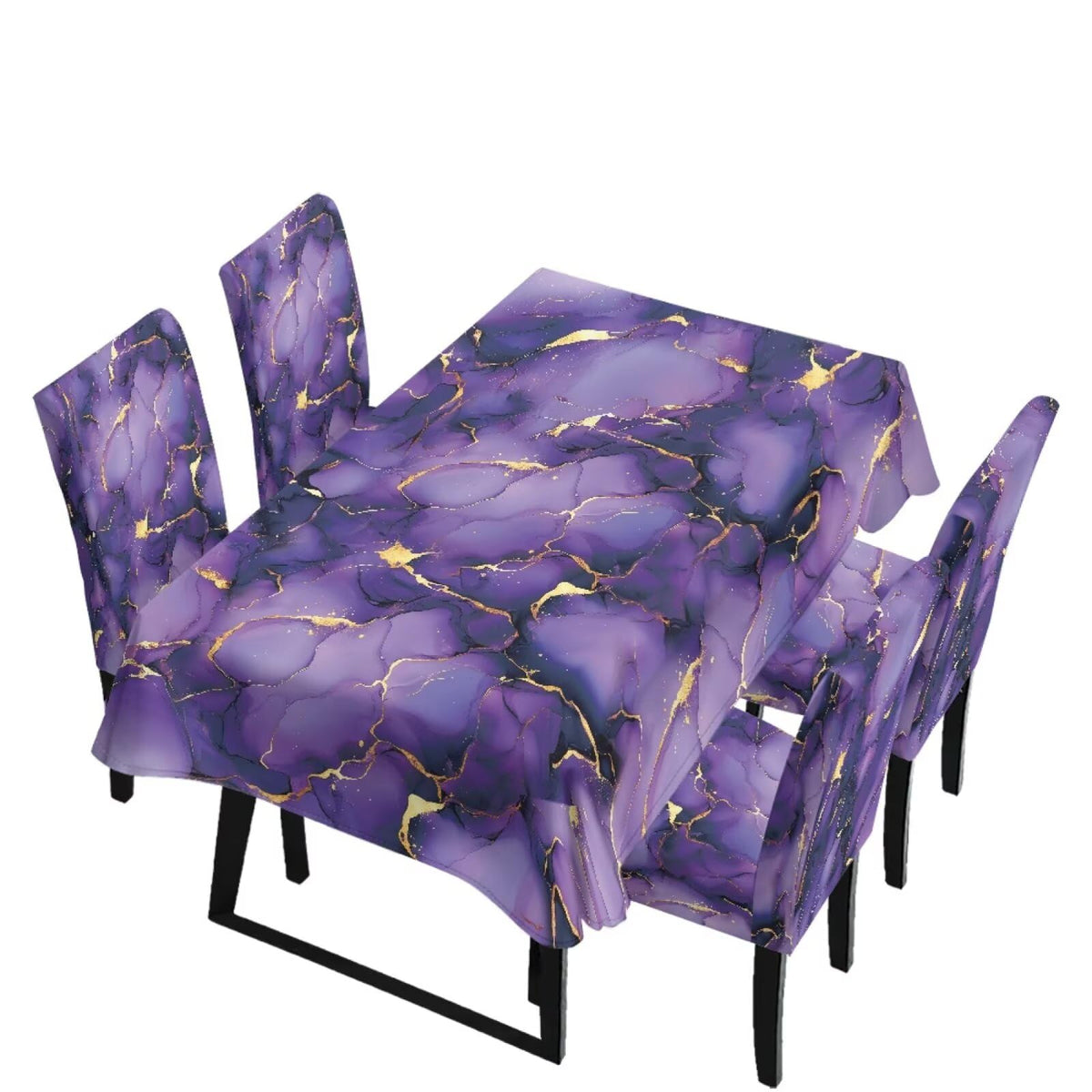 5 Pack Dining Table Cloth Rectangle 4 Seater Includes Kitchen Chair Covers, Stretch Seat Covers for Dining Chairs Anti-dust Washable Table Protector, Tribe Aztec Geometry Print
