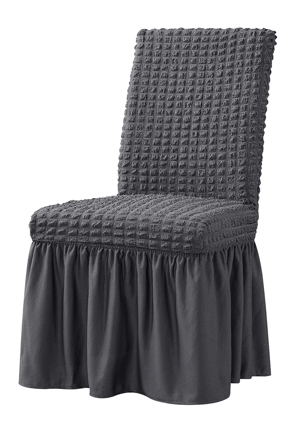 Dorm Chair Cover, Dining Chair Slipcover Stretch Washable with Skirt White