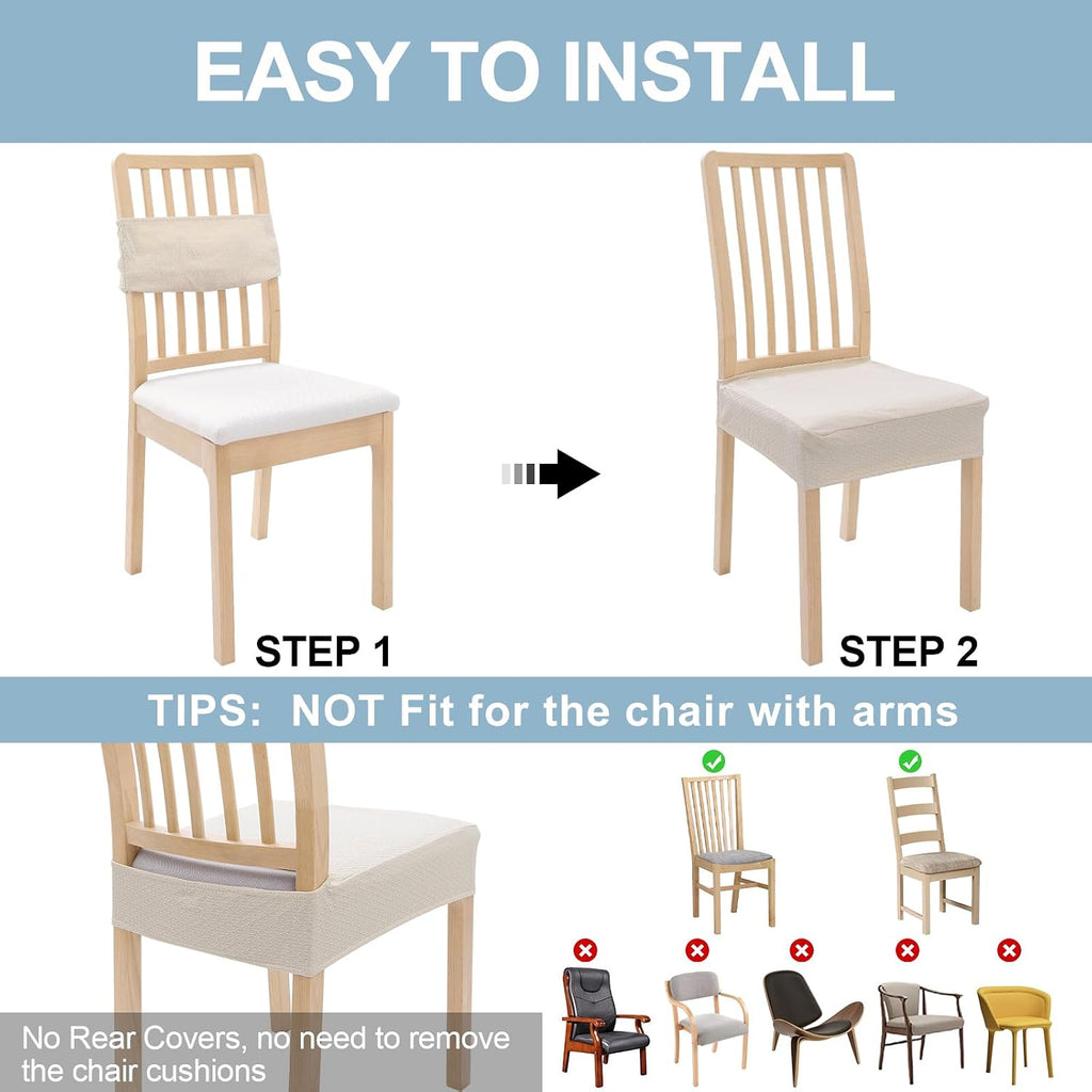 Smiry Stretch Jacquard Seat Covers for Dining Room Chairs Set of 6