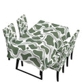 Table Cloth Rectangle Table Set of 5 Include Dining Chair Covers and Tablecloths for Dining Room Banquet, Anti-Scratch Chair Seat Protector Cover, Hummingbird Sunflower Tribe Print