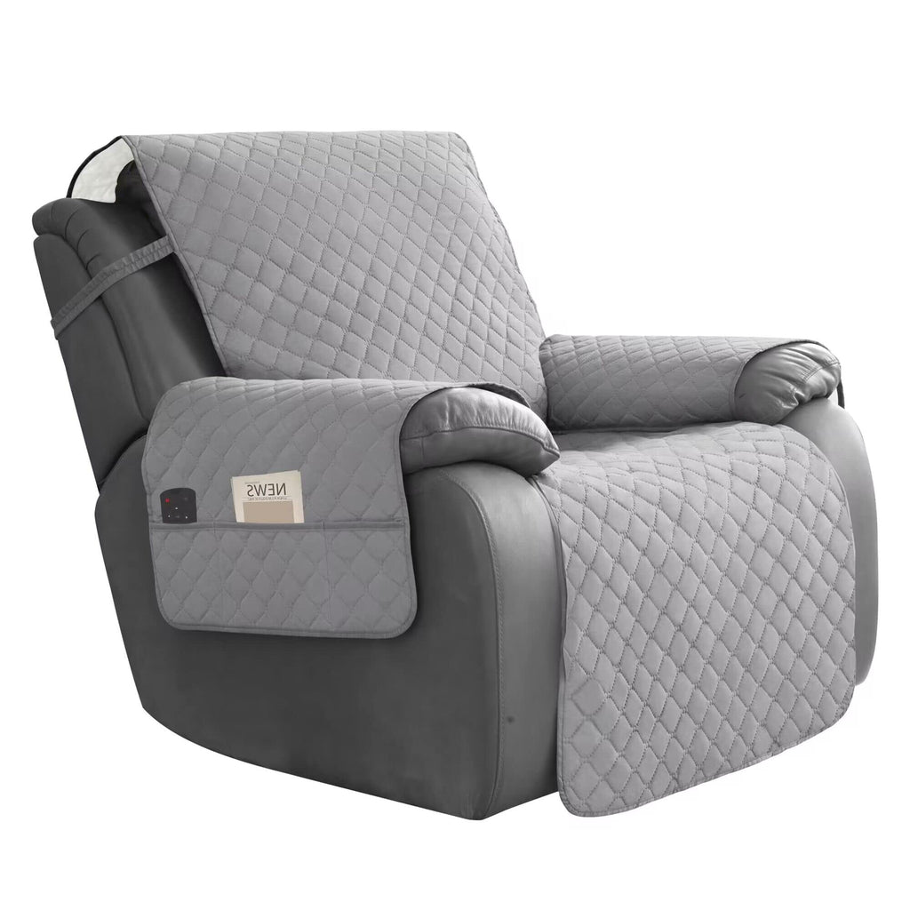 Easy-Going Waterproof Recliner Loveseat Sofa Cover with Pocket, 1-Piece Reversible Couch Cover for 2 Seat Recliner, Protector with Elastic Straps for Pets(Recliner Loveseat, Gray/Light Gray)