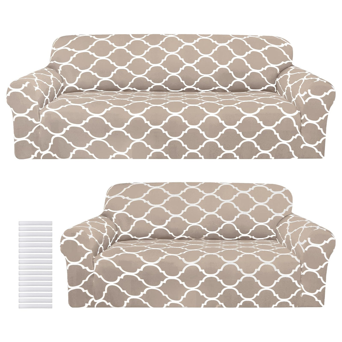 Peryiter 2 Pcs Dark Gray Couch and Loveseat Sofa Covers,2 Size