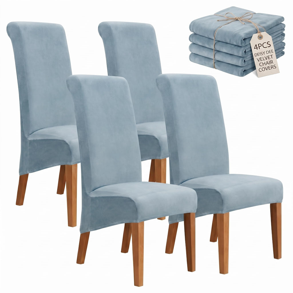 Velvet Dining Chair Covers Set of 2, Extra Large XL Oversized Stretch Parsons Chair Slipcovers for High Back Dining Room Kitchen, Non-Slip Removable Washable Chair Protectors,Khaki